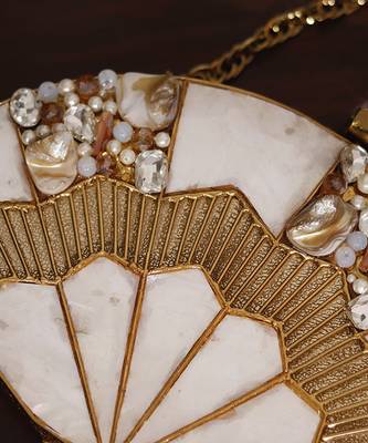 Embellished golden brass clutch 2