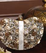 Gold beaded embellished brass clutch golden