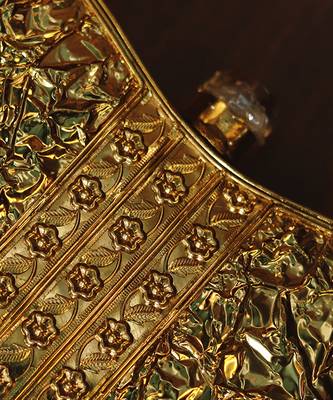 Gold beaded embellished brass clutch golden 2