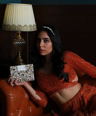 Gold brass clutch with bead work 3