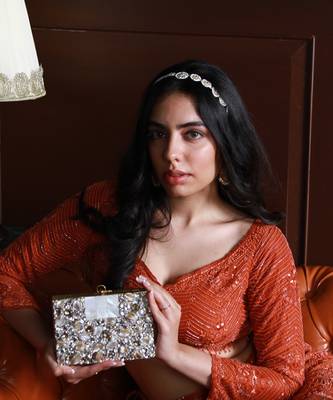 Gold brass clutch with bead work 4