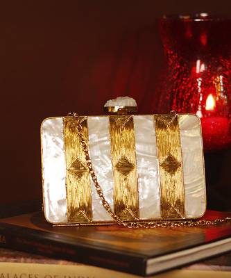 Gold clutch with detachable chain strap 1