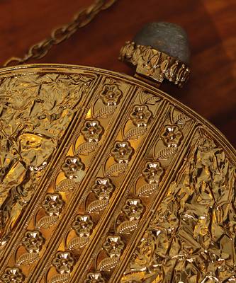 Gold beaded embellished brass clutch 3