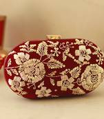 Red velvet zardozi hand embroidered clutch