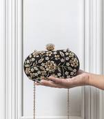 Black hand embroidered clutch