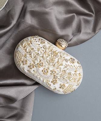 Pink silk zarozi hand embroidered clutch 3
