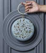 Hand embroidered silk blue clutch