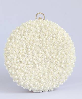 all white pearl hand embroidered clutch 2