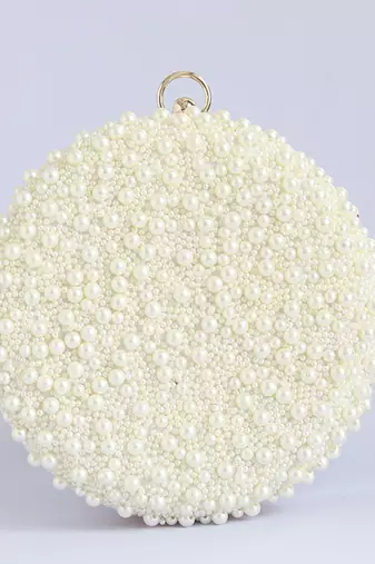 all white pearl hand embroidered clutch