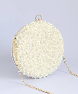 all white pearl hand embroidered clutch 3