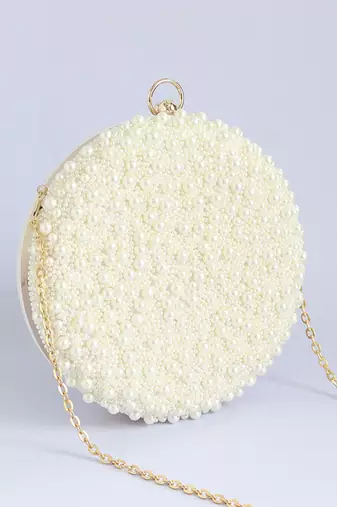 all white pearl hand embroidered clutch