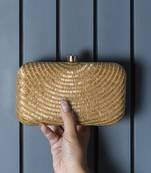 Gold silk hand embroidered party clutch