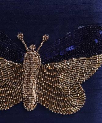 Blue silk square hand embroidered butterfly clutch 3