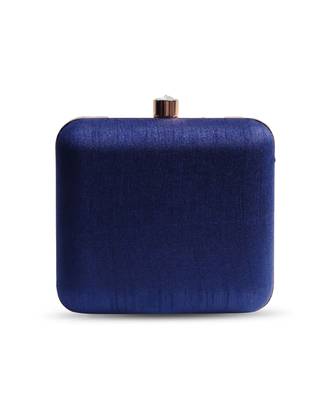 Blue silk square hand embroidered butterfly clutch 4