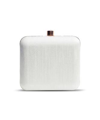 White silk square hand embroidered butterfly clutch 3