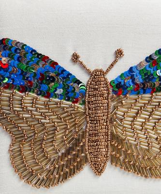 White silk square hand embroidered butterfly clutch 5