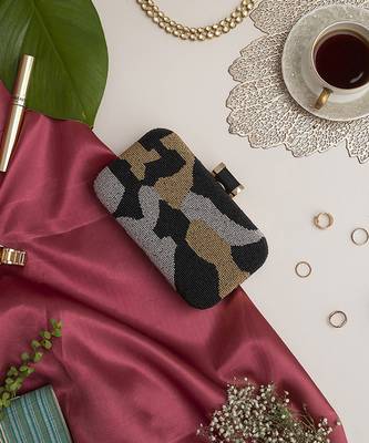 hand embroidered black silk clutch 2