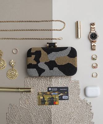 hand embroidered black silk clutch 3