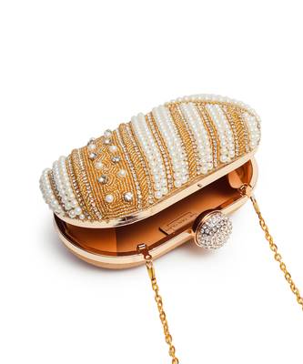 Hand embroidered gold silk clutch 3