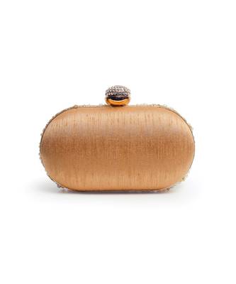 Hand embroidered gold silk clutch 4