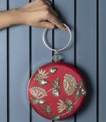 Hand embroidered red clutch