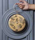 Gold silk hand embroidered clutch