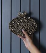 Black  hand embroidered silk clutch