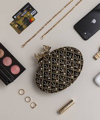 Black  hand embroidered silk clutch 3