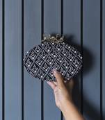 Blue silk hand embroidered clutch