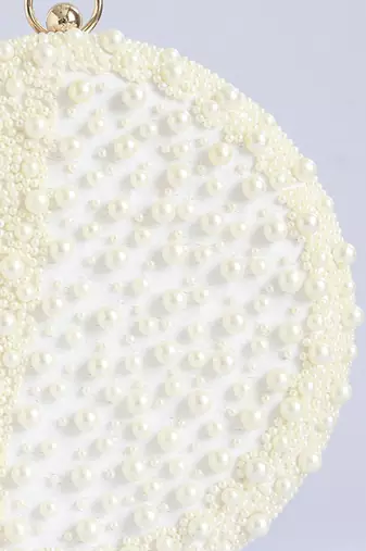 White hand embroidered clutch with pearl details