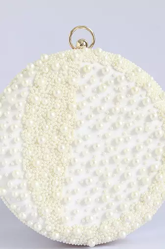White hand embroidered clutch with pearl details