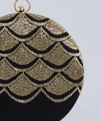 Gold silk clutch with hand embroidered details 3
