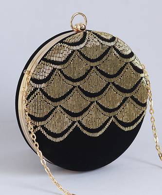Gold silk clutch with hand embroidered details 4