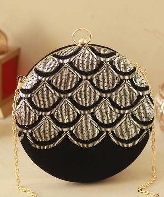 Silver silk hand embroidered clutch 1