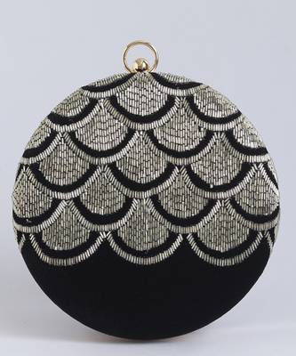 Silver silk hand embroidered clutch 2