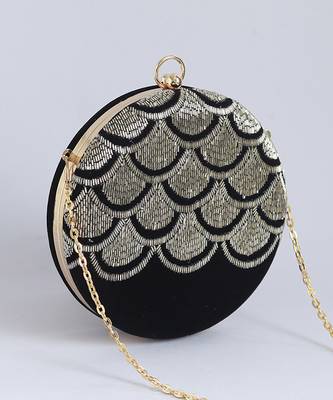 Silver silk hand embroidered clutch 3