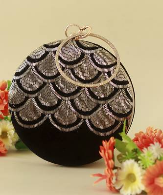 Silver silk hand embroidered clutch 4