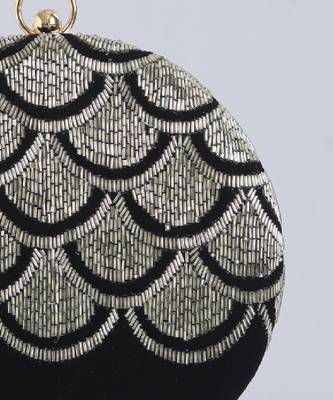 Silver silk hand embroidered clutch 5