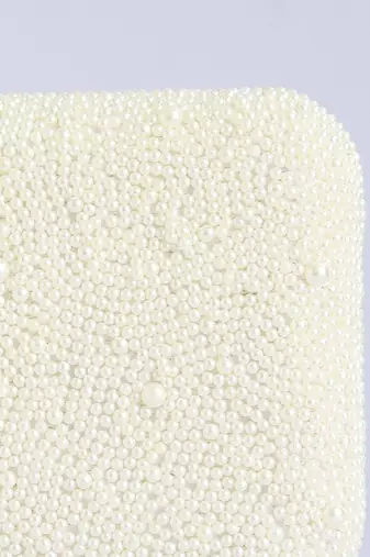 White pearl hand embroidered clutch