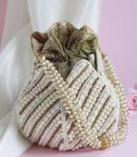 Gold hand embroidered silk mini potli