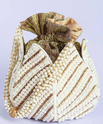 Gold hand embroidered silk mini potli 4