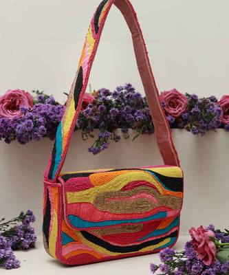 Mulitcolor suede baguette bag with handle 5