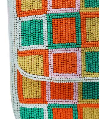 Multicolor suede blossom blocks bag with handle 4