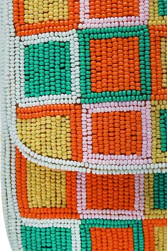 Multicolor suede blossom blocks bag with handle