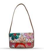 Multicolor suede daisy floral bag with handle