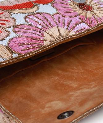 Multicolor suede daisy floral bag with handle 3