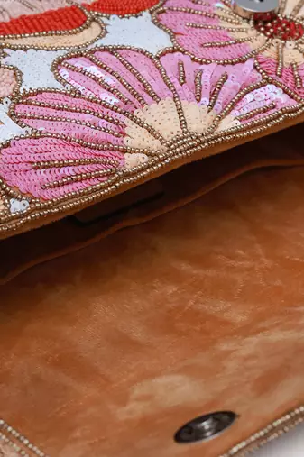 Multicolor suede daisy floral bag with handle