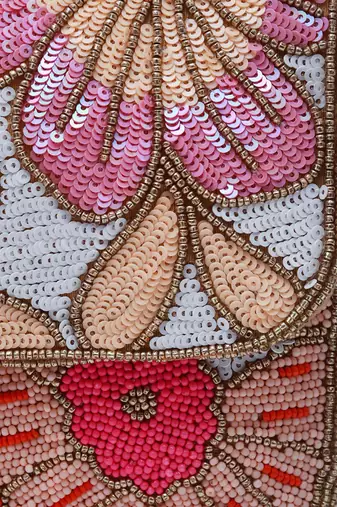 Multicolor suede daisy floral bag with handle
