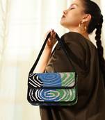 Multicolor suede baguette bag with handle