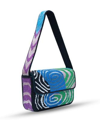 Multicolor suede baguette bag with handle 2